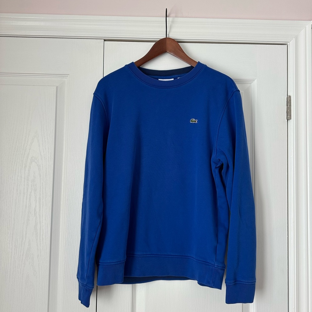 Lacoste Blue Crewneck Sweater with Embroidered Logo